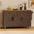 thumbnail image 1 of K&K 51.2"W Geometric Twill Stripe Textured Design Kitchen Island with Drop Leaf, Farmhouse Kitchen Island on Wheels with Internal Storage Rack, Rolling Kitchen Cart with Towel Rack for Kitchen,, 1 of 6