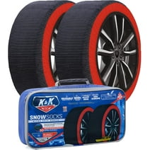 K&K Automotive Snow Socks for Tires - Pro Series for Ultimate Grip Snow Chain Alternative Traction Device for Truck SUV Van Car Textile Winter Emergency Kit Auto Accessory 2023 Model - Medium
