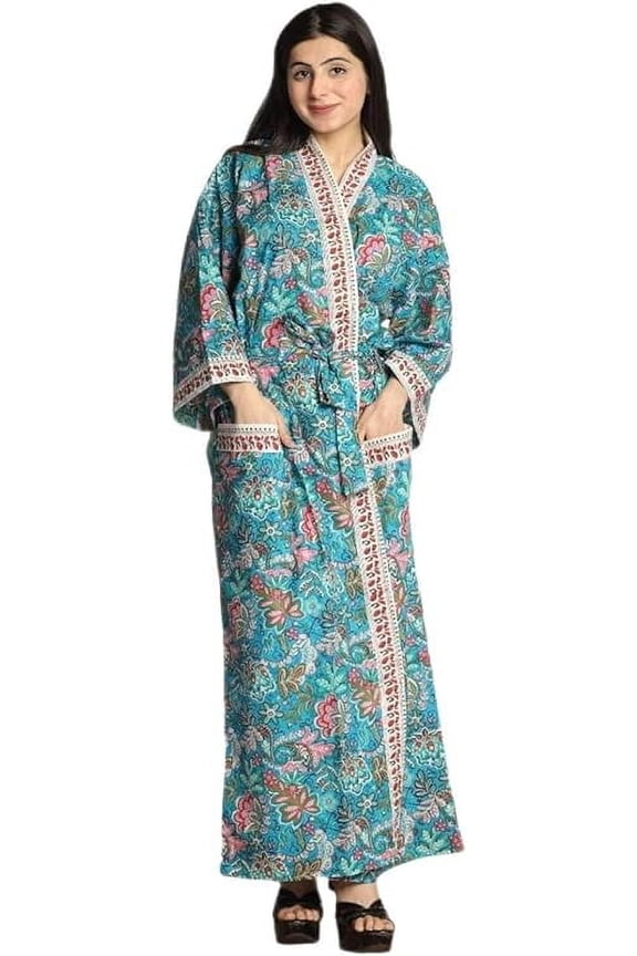 Cotton Kimono Robes for Women's, Light Bathrobe for Women, Dressing Gown Kimono Robe, Long Kimono Robe