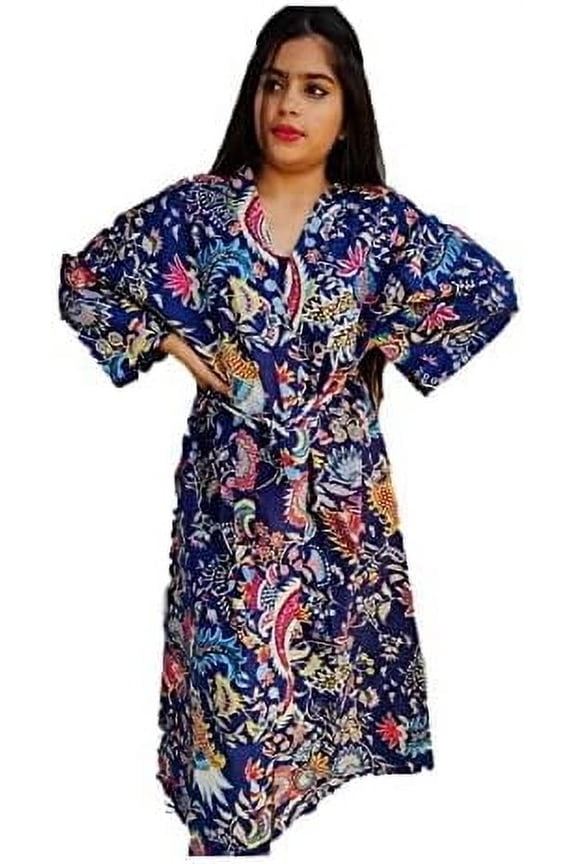 Cotton Kimono Robes for Women's, Light Free-Size Bathrobe for Women, Dressing Gown Kimono Robe, Long
