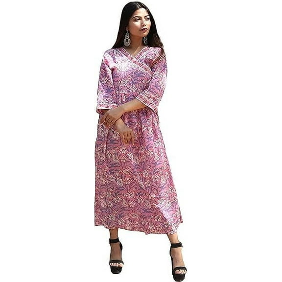 K. K. HANDICRAFT Indian Cotton Hand Block Printed Dress for Women