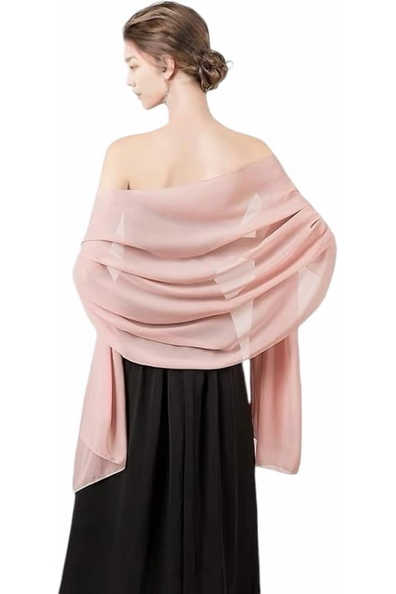 Women Solid Chiffon Pink Scarfs Shawls and Wraps for Evening Dresses Wedding Shawl Wraps Bridal Scarve for Women