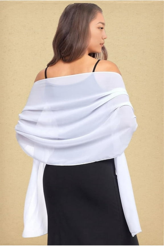 Women Solid Chiffon White Scarfs Shawls and Wraps for Evening Dresses Wedding Shawl Wraps Bridal Scarve for Women