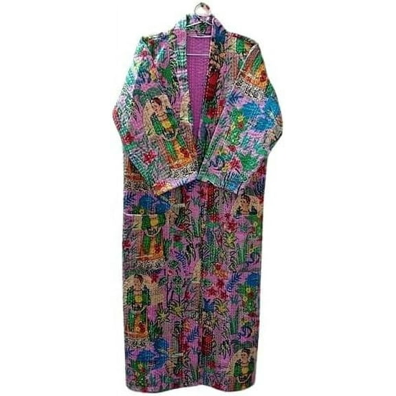 K. K. HANDICRAFT Women's Cotton Kimono Robe | Soft Bathrobe & Dressing Gown