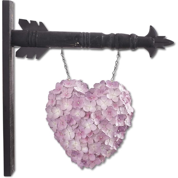 K&K Interiors 16188A 9.25 Inch Resin Purple Hydrangea Heart Arrow Replacement