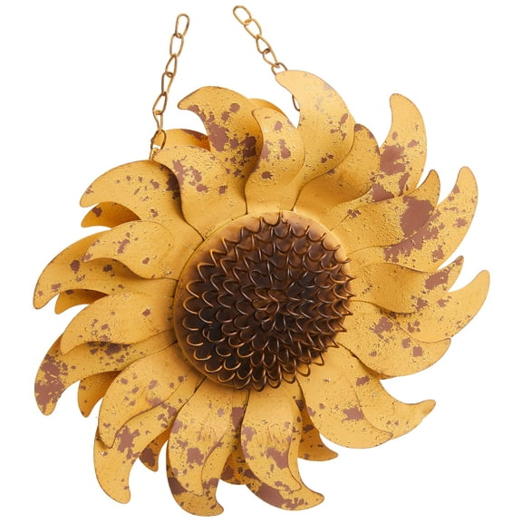K&K Interiors 16311A 10 Inch Distressed Golden Yellow Metal Sunflower Arrow Replacement, 13" Dia. x 2.25" D