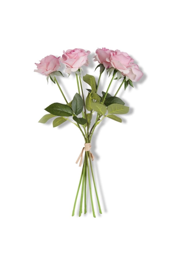 Real Touch 17" Rose Bouquet Flower Bundle, Mother's Day Flowers, Pink
