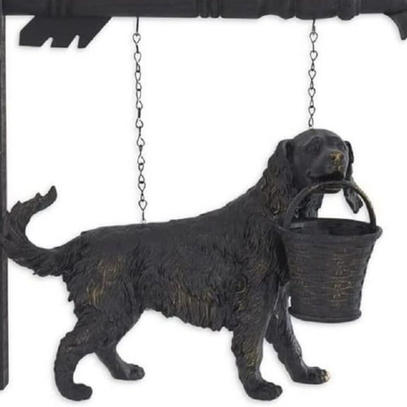 K&K Interiors 17227A-AR Dog Statue with Basket Arrow Replacement, Black and Gold, 13-inch Length, Polyresin Black,gold