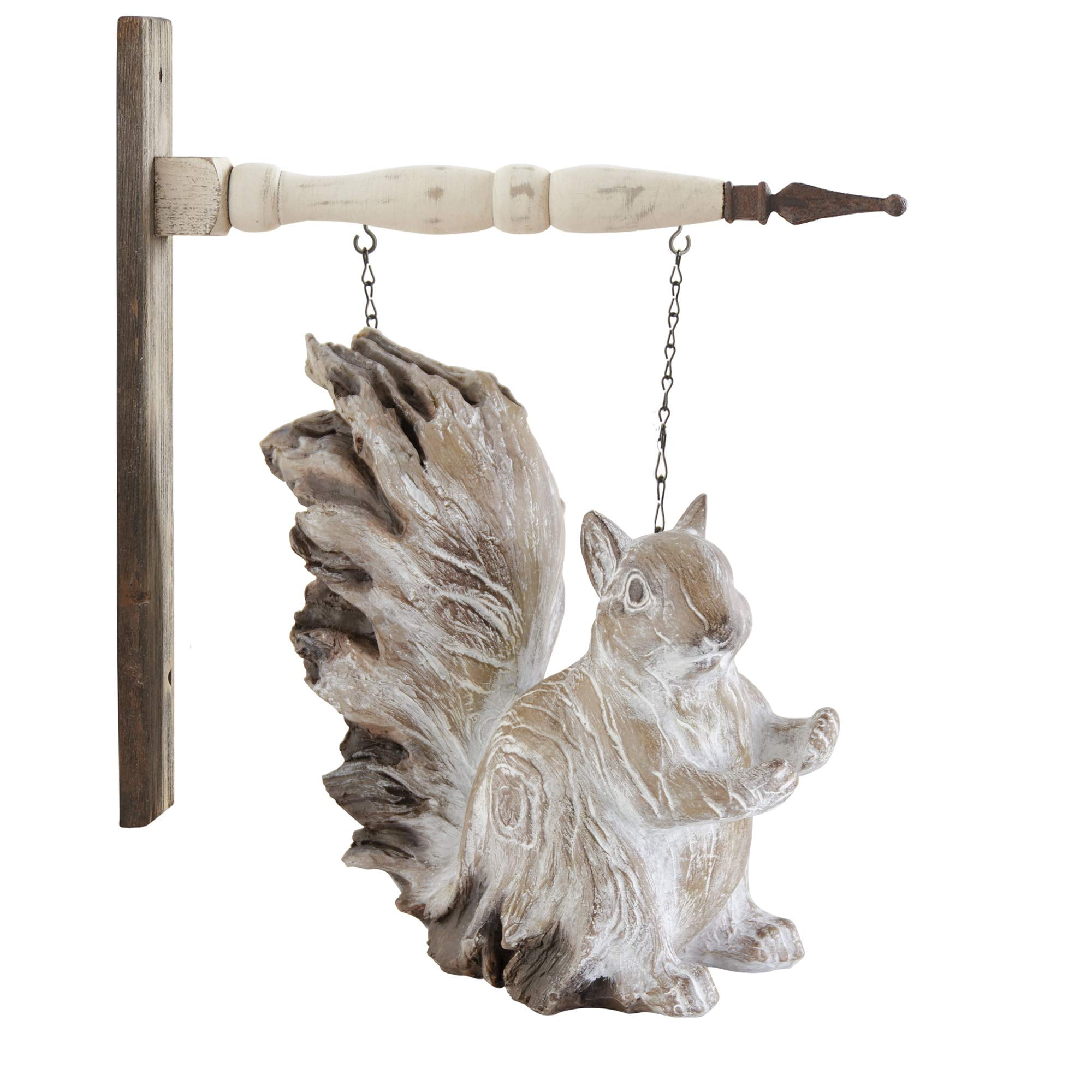 K&K Interiors 42092A-AR 9.5 Inch Whitewashed Resin Sitting Squirrel ...