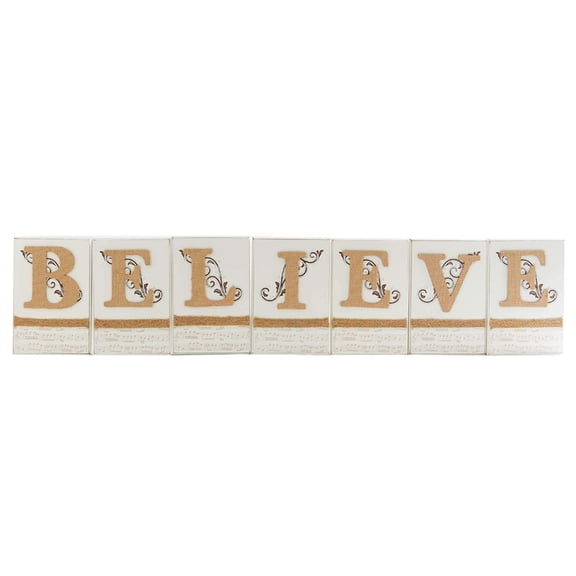 K&K Interiors 51878B Believe Burlap Wood Large Bricks