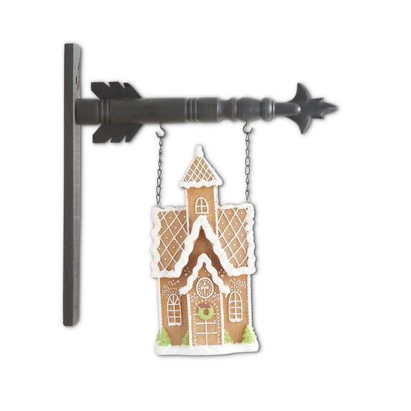 K&K Interiors 54710A 13 Inch Frosted Gingerbread House Arrow Replacement, Brown