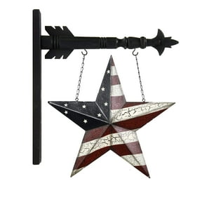 K&K Interiors Red, White & Blue Arrow Decorative Hanging Sign  Patriotic Wall Accent
