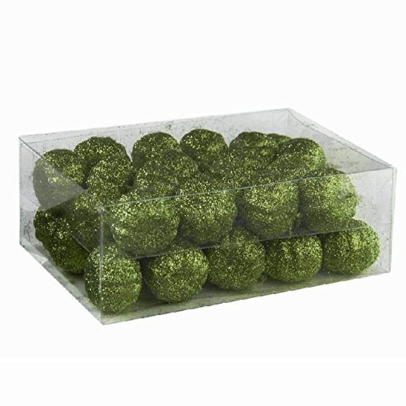 K&K Interiors Box of 36 Green Glitter Mini Pumpkins