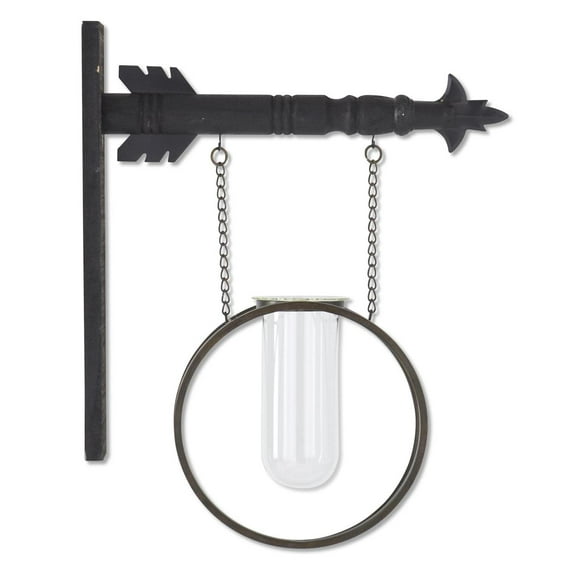 K&K Interiors Glass Test Tube Vases in Round Metal Frame Arrow Replacement, 10.25-inch Diameter