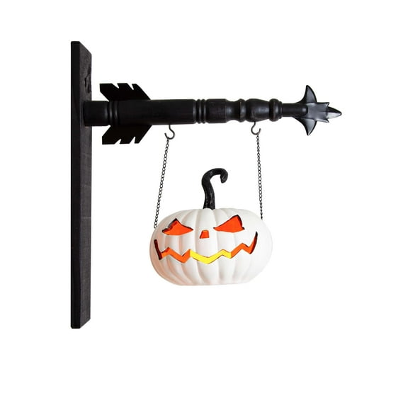 K&K Interiors LED Jack O Lantern Arrow Replacement, 7.5-inch Diameter, White, Resin