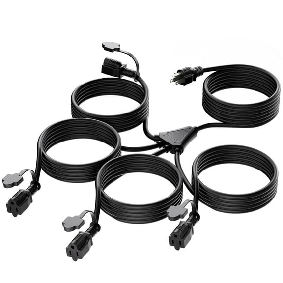 K KASONIC 1 to 4 Splitter Extension Cord with 31FT Combined Length, Black