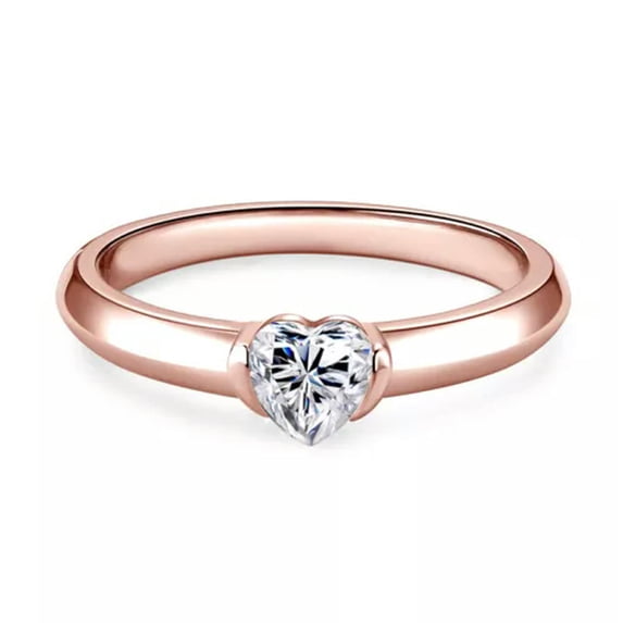 K-KED 0.5ct Heart Moissanite Engagement Ring for Women Sterling Silver Solitaire Rings