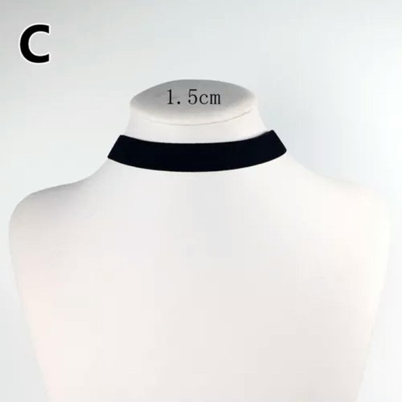 K-KED 0.6MM-5MM Black Velvet Choker Necklace Goth Gothic Grunge Retro Chain Jewelry-1.5cm