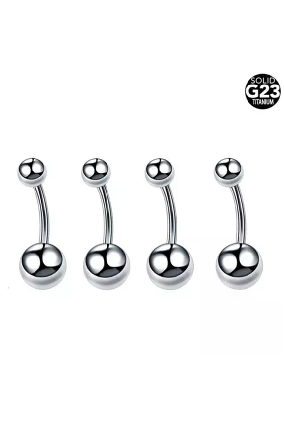 1/5 Pcs G23 Titanium 14G 12mm Belly Button Ring Navel Barbell Stud Piercing-1 pcs