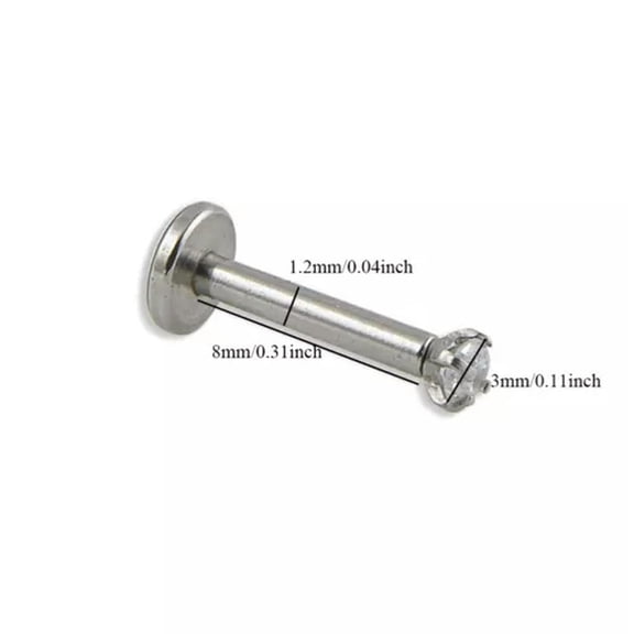 K-KED 1/5PCS 2MM/3MM/4MM Tiny Gem Labret Tragus Cartilage Earring Lip Bar Stud Helix-3mm-5PCS