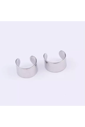 Ear Cuff Solid Tone Cartilage Clip On Wrap Earrings Non-Piercing Fashion Jewelry-silver