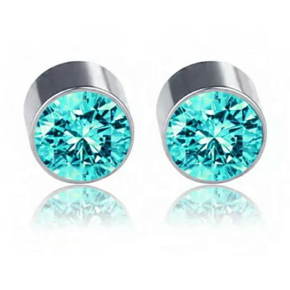 K-KED 1 Pair Stainless Steel Magnetic Stud Earring Women Men Non-Piercing Clip On-Light blue