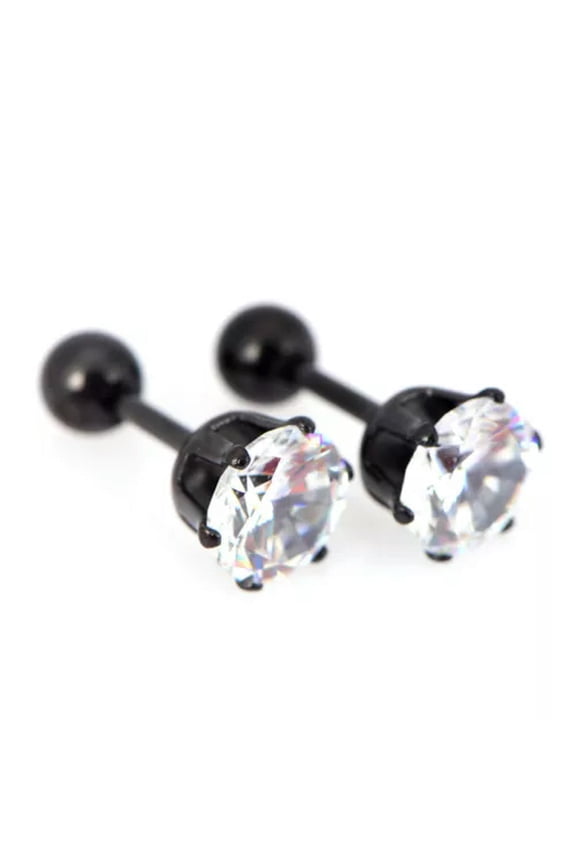 1 Pair Titanium Steel Prong Cartilage Piercing Ear Studs Earrings Jewe-lq_-4cm-Black