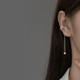 thumbnail image 1 of K-KED 1 pcs 925 Sterling Silver Hollow Heart & Ear Cuff with Trace Chain Earrings, 1 of 6