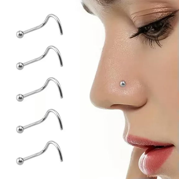 K-KED 10-100pcs Stainless Steel Ball Screw Nose Stud Nostril Ring Piercing Jewelry-10 pcs