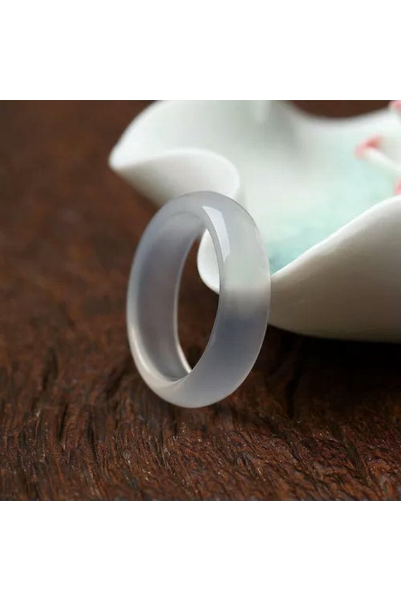 10-100pcs Wholesale Natural Agate Ring Delicate Jewelry Gemstone Colorful Band Rings Lots-White-10pcs