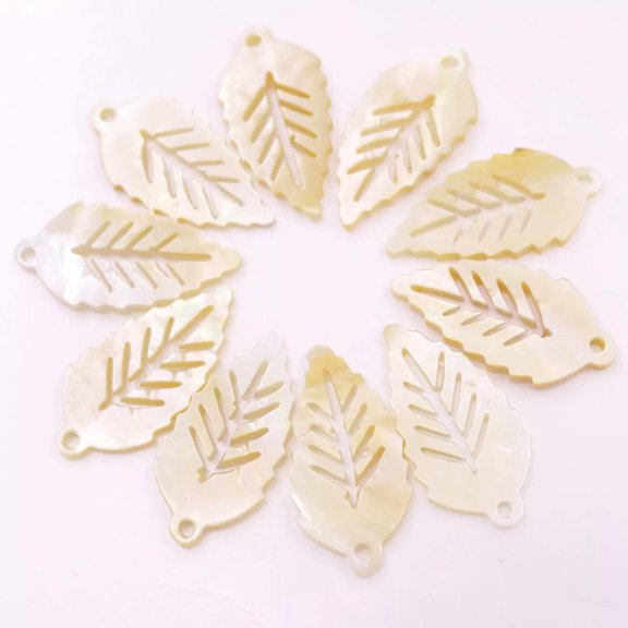 K-KED 10 PCS 12mmX26mm Natural yellow Shell Mother of Pearl Delicate Jewelry Making Leaf Shape