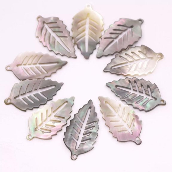 K-KED 10 PCS 14mmX26mm Leaf Shape Natural black Shell Mother of Pearl Delicate Jewelry Making