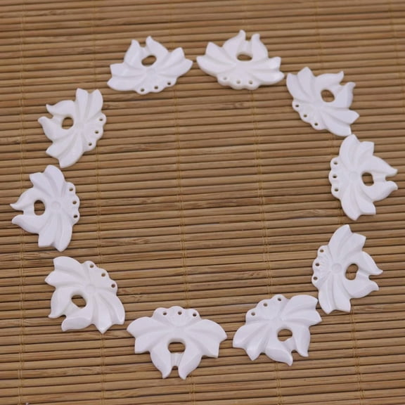 K-KED 10 PCS Natural White Mother of Pearl Lotus flower Shell Delicate Jewelry Making 20X28mm