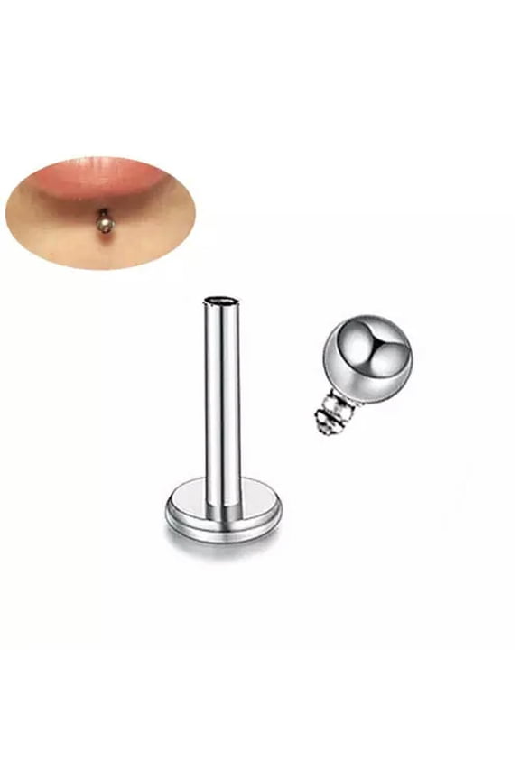 10 PCS/lot Internally Thread Labret Ring Surgical Steel Lip Stud Tragus Piercing-16G 6mm ball 3mm