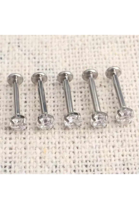 10 PCS/lot Labret Bar Monroe Piercing CZ Zirconia Lip Stud Tragus Body Jewelry-16G 10mm