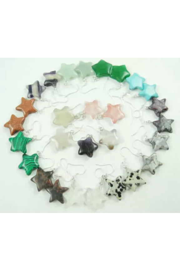 10 Pairs Natural Mixed Stone Amethyst Stars Reiki Chakra Healing Earrings 20mm