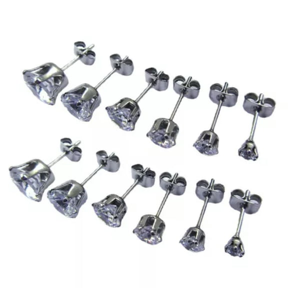 K-KED 10 Pairs/lot Stainless Steel Studs Earring Clear Zirconia Ear Studs Piercing-3mm