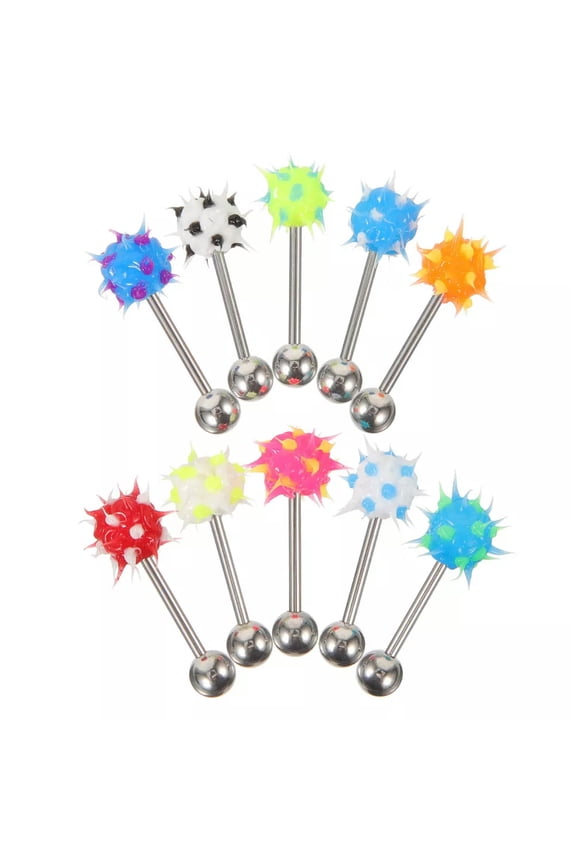 10 Pcs Hairy Ball Tongue Pin Studs Decor Body Piercing Delicate Jewelry Lip Kits
