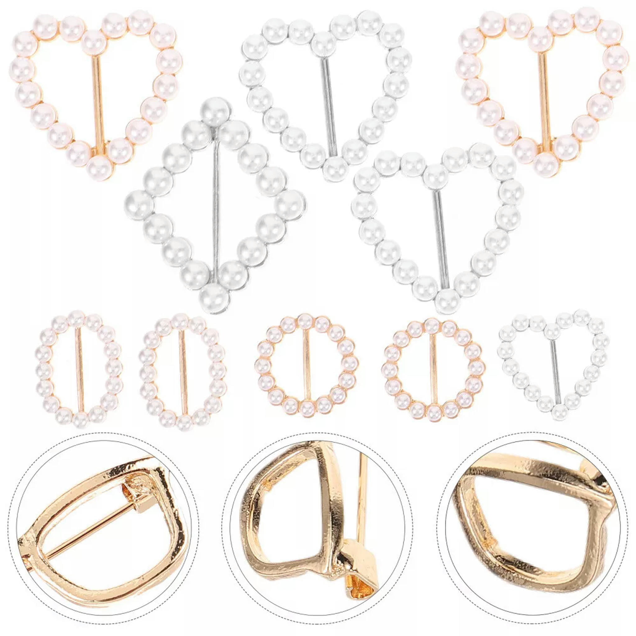 K-KED 10 Pcs Scarf Pins and Clips Rings Slides Silk Button Coat Corner Woman Bride