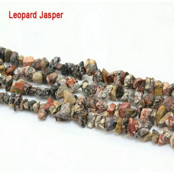 K-KED 10 String(10X34")Freeform Natural Gemstone Chips Beads for Delicate Jewelry Making 5-8mm-Leopard Jasper