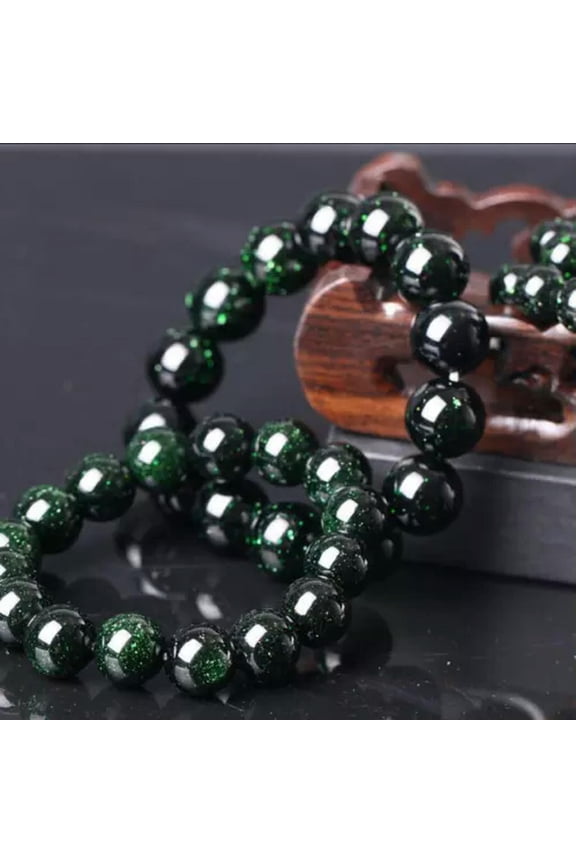 100% Natural Green Sand Stone Loose Round Beads Stretchy Bracelet Bangle Cuff-8 mm