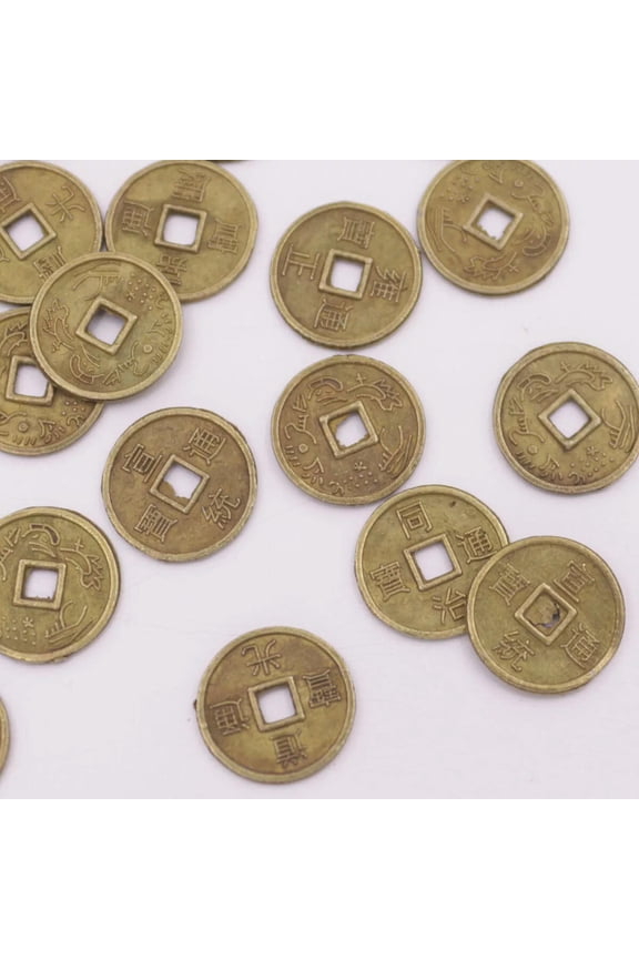 100 PCS Mini 10mm Fengshui Coin Charms Crafts Pendant Metal Feng Shui
