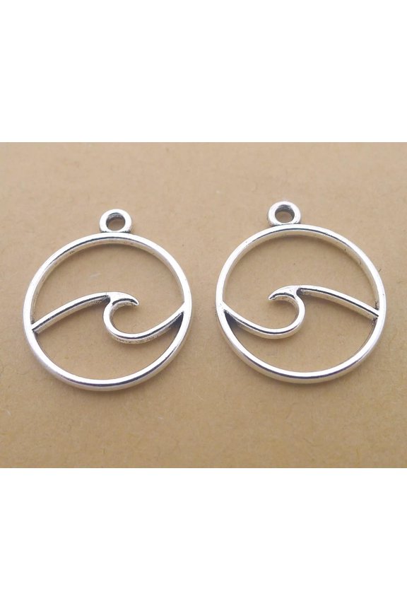 100 Pcs Tibetan Silver Wave Charms Pendant 23X20MM LD1645 DIY Delicate Jewelry Making