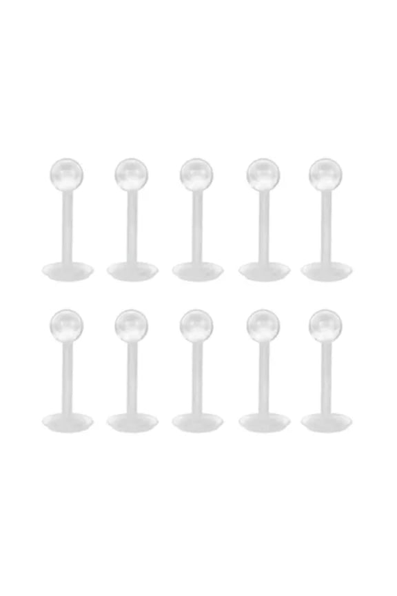 100PCS Clear Invisible Hidden Nose Bar CBR Ring Transparent Acrylic Piercing-Labret Ball End