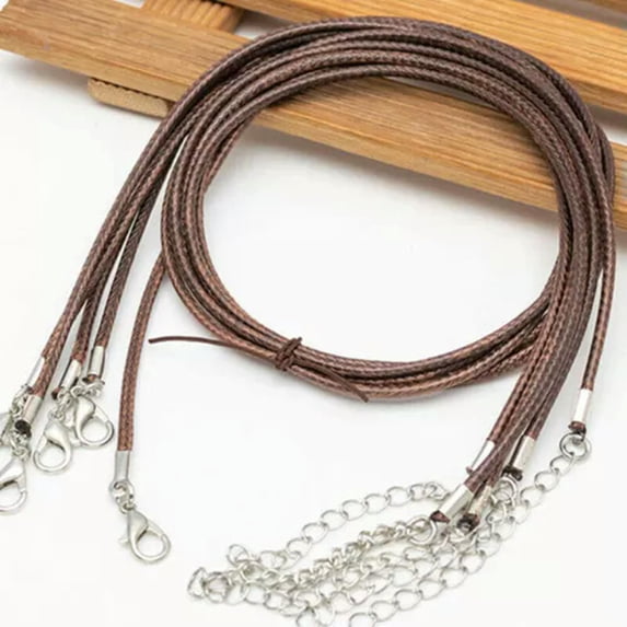 K-KED 100PCS DIY Leather Wax Rope Cord Necklace Clasp Findings String Lobster-Dark Coffee