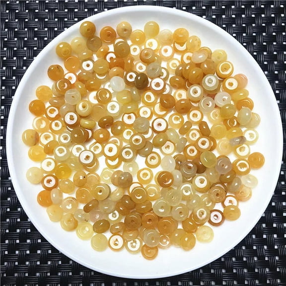 K-KED 100Pc 3*6mm Natural Old Topaz Gold Silk Jade Septum Beads DIY Loose Beads