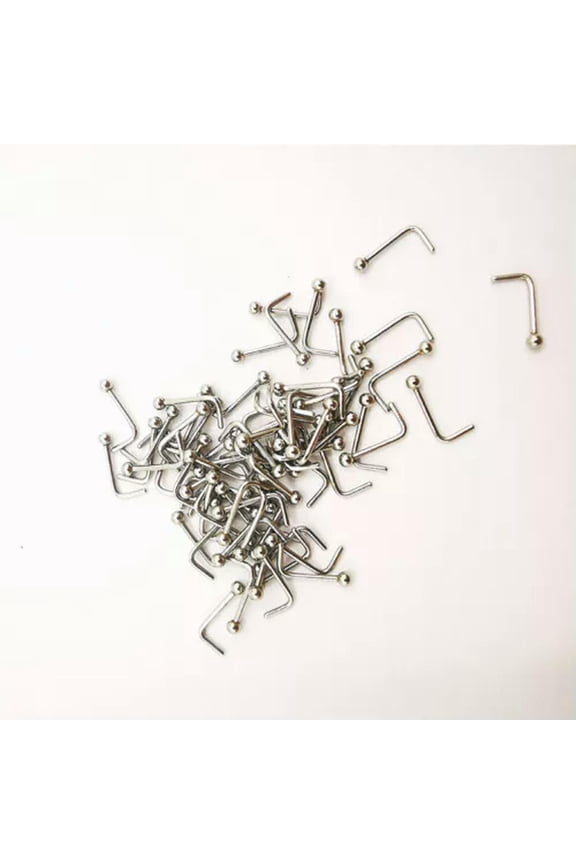 100Pcs 2mm Ball Nose Studs Stainless Steel L Shape Nose Bone Studs Piercings-L shaped nose stud