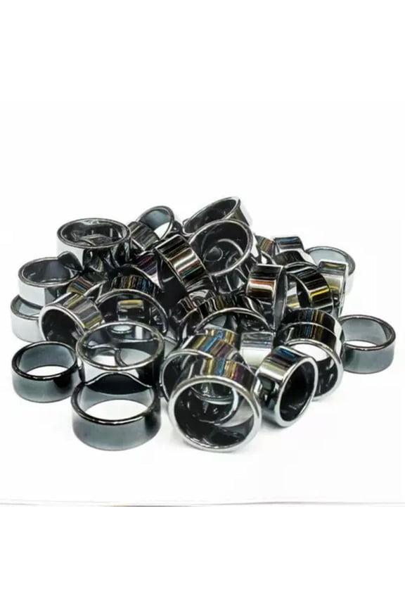 100pcs 10mm Natural Black Hematite Ring - Anxiety Balance Circulation