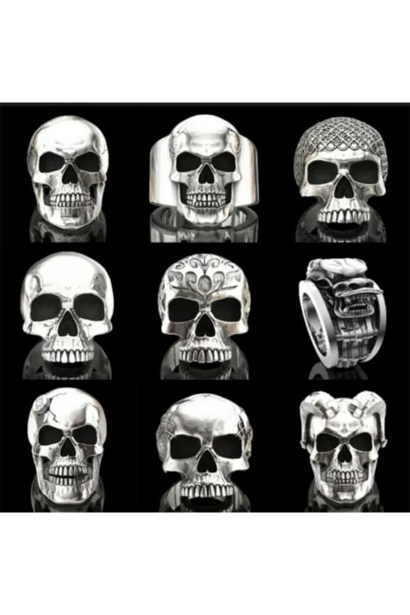 100pcs Gothic Mens Skull Bones Biker Ring Men Stainless Steel Delicate Jewelry Size 6-13