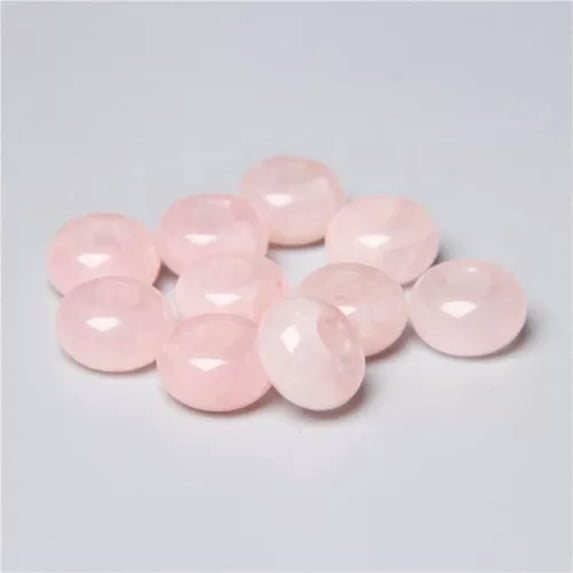 K-KED 100pcs Mixed Natural Stone Round Big Hole Beads 14X8mm DIY Bracelet Necklace-Rose Quartz Stone